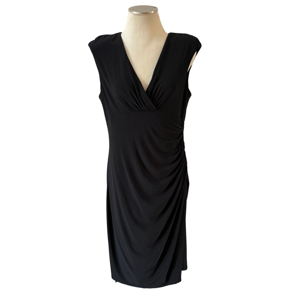 Ralph Lauren Black Slinky Midi Dress Sz 14 Stretchy